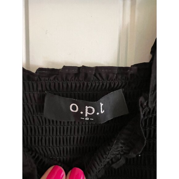 O.P.T Square Neck Black Smocked‎ Maxi Dress Puff Sleeve Sz S - Picture 6 of 7